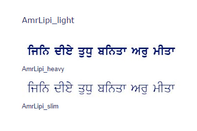 Punjabi english font